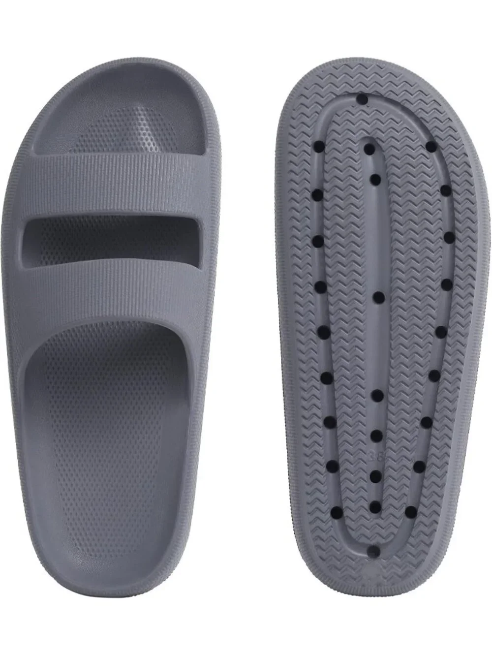 Women's Grey Summer Lightweight Orthopedic Slide Soft Recovery Slip on Sandals
